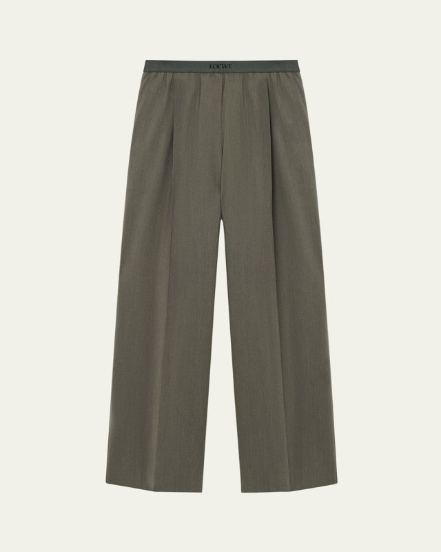Logo Waistband Wide-Leg Trousers
